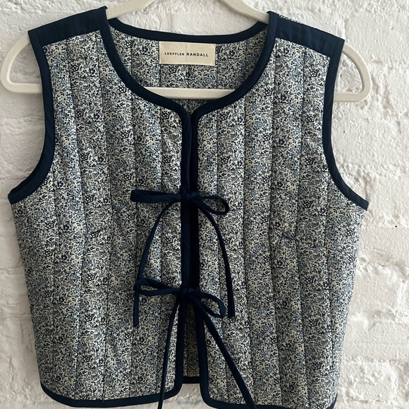 Loeffler Randall Jackets & Blazers - Loeffler Randall Blue Quilted Front Tie Vest
